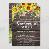 Invitation Robe de tournesol rustique Lumières Graduation (Devant / Derrière)