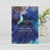 Invitation Robe de watercolor turquoise bleu marine pour Swee (Debout devant)