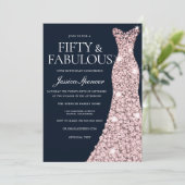 Invitation Robe d'étincelle d'or Marine & Rose 50e anniversai (Debout devant)