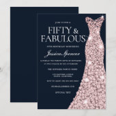 Invitation Robe d'étincelle d'or Marine & Rose 50e anniversai (Devant / Derrière)