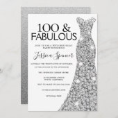 Invitation Robe d'étincelle en argent 100 et fabuleux 100e an (Devant / Derrière)