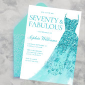 Invitation Robe d'étincelle turquoise 70e anniversaire