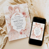Invitation Robe d'herbe Quinceañera Blush Boho Floral Pampas