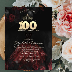 Invitation Robe, Diadème, Roses Rouges 100e Anniversaire