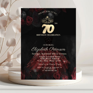Invitation Robe, Diadème, Roses Rouges 70e Anniversaire