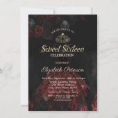 Invitation Robe, Diadème, Roses Rouges Sweet 16 (Devant)