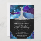 Invitation Robe Diamant et Galaxie Agate 21e Anniversaire (Devant)