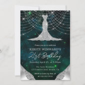 Invitation Robe Diamant & Lumières de Corde Bokeh pour 21e An (Devant)