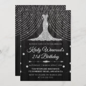 Invitation Robe Diamant Noir Argent Anniversaire (Devant / Derrière)