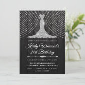 Invitation Robe Diamant Noir Argent Anniversaire (Debout devant)