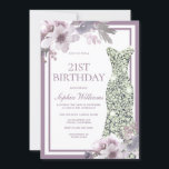 Invitation Robe Diamante d'Argent Floral Violet 21e anniversa<br><div class="desc">Robe Diamond en Argent Violet Rustique 21e anniversaire Invitation Collection correspondante à Niche et Nest store. Avec l'aimable autorisation de : https://www.etsy.com/shop/SmallHouseBigPony</div>