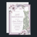 Invitation Robe Diamante d'Argent Floral Violet 21e anniversa<br><div class="desc">Robe Diamond en Argent Violet Rustique 21e anniversaire Invitation Collection correspondante à Niche et Nest store. Avec l'aimable autorisation de : https://www.etsy.com/shop/SmallHouseBigPony</div>