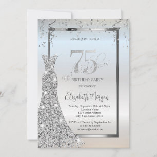 Invitation Robe Diamants Brillants Argentés 75ème Anniversair