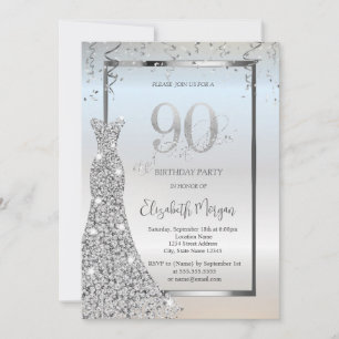 Invitation Robe Diamants Brillants Argentés 90ème Anniversair