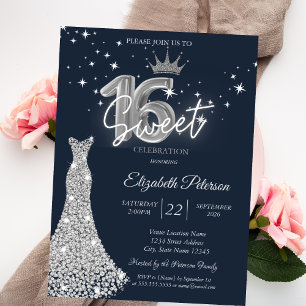 Invitation Robe Diamants,Diamants Étoiles Bleu Marine Sweet