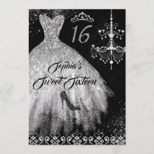 Invitation Robe Diamond Étincelle Argent Noir Doux 16
