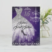 Invitation Robe Diamond Étincelle Purple Silver Sweet 16 (Debout devant)