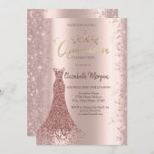 Invitation Robe Diamond Rose Or Parties scintillant poussière (Devant / Derrière)