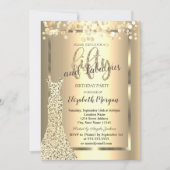 Invitation Robe d'or, Balloons Confetti 50e anniversaire fête (Devant)