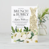 Invitation Robe d'or Brunch & Fête des mariées mousseuse (Debout devant)