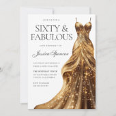 Invitation Robe d'or Champagne Fabuleux 60e anniversaire (Devant)