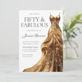 Invitation Robe d'or Champagne Fabuleux Cinquante-Anniversair (Debout devant)