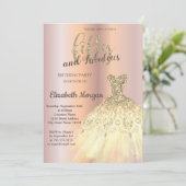 Invitation Robe d'or chic, Gold Rose 50e fête d'anniversaire (Debout devant)