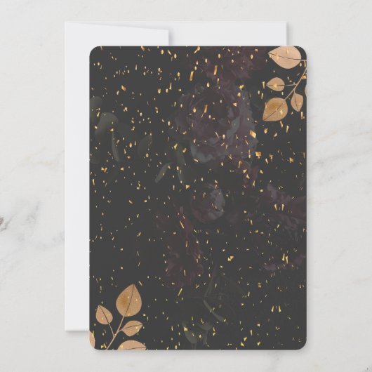 Invitation Robe d'or, Confetti Rose foncé Fête des mariées (Dos)