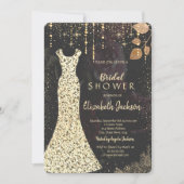 Invitation Robe d'or, Confetti Rose foncé Fête des mariées (Devant)