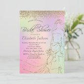 Invitation Robe d'or, Diamants Holographique Fête des mariées (Debout devant)