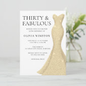 Invitation Robe d'or Elégant Trente et Fabuleux 30e anniversa (Debout devant)