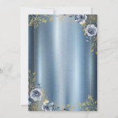Invitation Robe d'or encadrée Roses bleu Quinceañera (Dos)