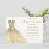 Invitation Robe d'or étincelante Fabuleux 60e fête d'annivers (Debout devant)