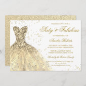 Invitation Robe d'or étincelante Fabuleux 60e fête d'annivers (Devant / Derrière)