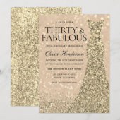 Invitation Robe d'or Femme 30e Anniversaire Fête Étincelle (Devant / Derrière)