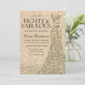 Invitation Robe d'or Femme 80e Anniversaire Fête Étincelle (Debout devant)