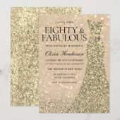 Invitation Robe d'or Femme 80e Anniversaire Fête Étincelle (Devant / Derrière)