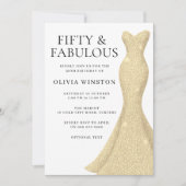 Invitation Robe d'or femmes 50e fête d'anniversaire (Devant)