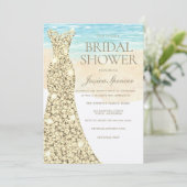 Invitation Robe d'or Fête des mariées de plage (Debout devant)