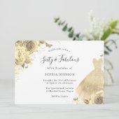 Invitation Robe d'or Floral 60e anniversaire Soixante et fabu (Debout devant)