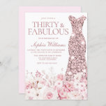 Invitation Robe d'or flush et Rose 30e fête d'anniversaire<br><div class="desc">Blush Floral & Rose Gold Dress 30th Birthday Party Invitation Voir la collection correspondante dans Niche et Nest Store Merci beaucoup</div>