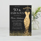 Invitation Robe d'or glamour Fabuleux 50e anniversaire (Debout devant)