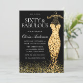 Invitation Robe d'or glamour Fabuleux 60e anniversaire (Debout devant)