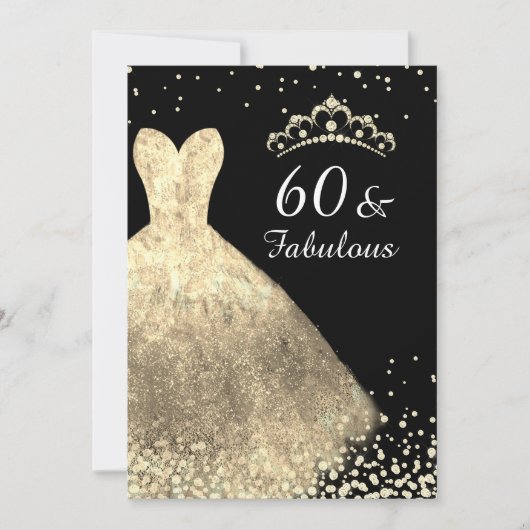 Invitation Robe d'or & Noir 60 & Fabuleux 60e anniversaire (Devant)