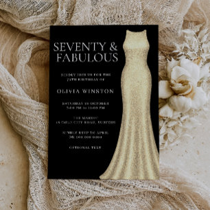 Invitation Robe d'or Noir Soixante-dix Fabuleux 70e anniversa