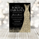 Invitation Robe d'or noire femmes 40e fête d'anniversaire<br><div class="desc">Robe d'or noire Fête de 40e anniversaire - 30 et des variantes fabuleuses à l'invitation et les articles correspondants dans notre magasin</div>