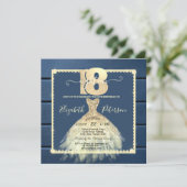 Invitation Robe d'or Parties scintillant Marine Bois bleu 18e (Debout devant)