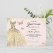 Invitation Robe d'or Rose Beurre d'or Quinceanera (Debout devant)