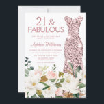 Invitation Robe d'or rose Blush Blanc 21e fête d'anniversaire<br><div class="desc">Robe rose d'or Blush blanc 21e anniversaire Invitation Voir la collection correspondante dans Niche et Nest Store Merci beaucoup</div>