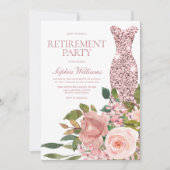 Invitation Robe d'or rose Blush Rose Floral Parti de retraite (Devant)